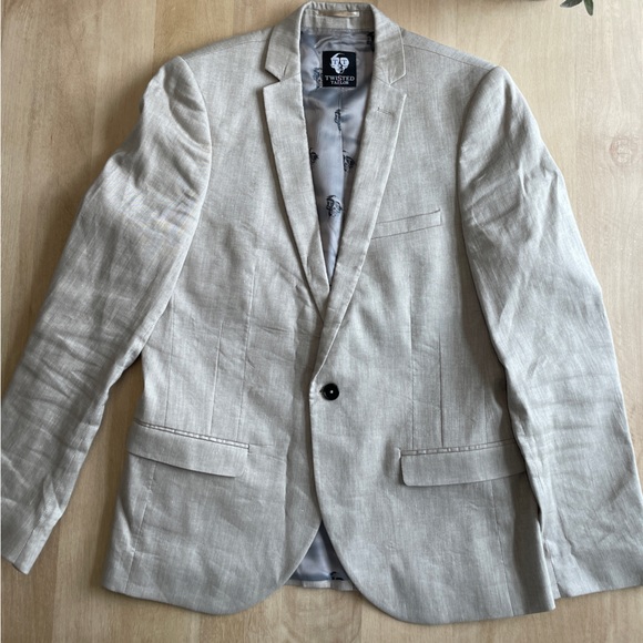 Twisted Tailor Men’s 2 piece suit flat Linen (blazer+shorts) - Picture 4 of 12
